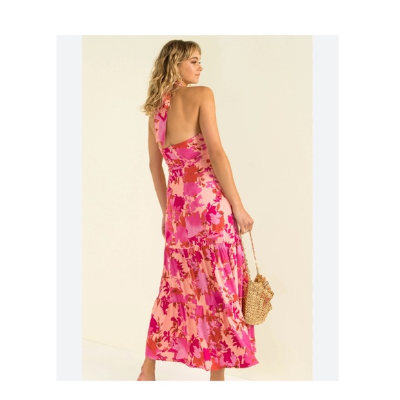 Halter midi pink floral dress - Picture 3 of 5